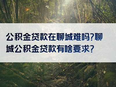 公积金贷款在聊城难吗？聊城公积金贷款有啥要求？