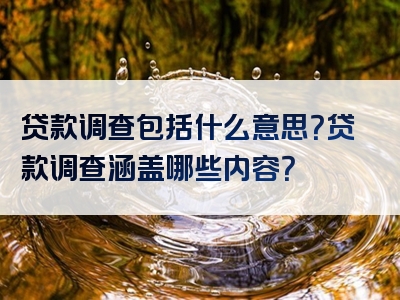 贷款调查包括什么意思？贷款调查涵盖哪些内容？