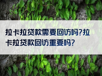 拉卡拉贷款需要回访吗？拉卡拉贷款回访重要吗？