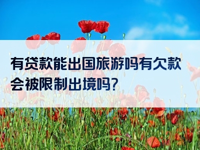 有贷款能出国旅游吗有欠款会被限制出境吗？