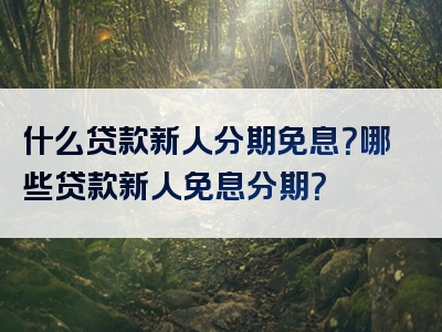 什么贷款新人分期免息？哪些贷款新人免息分期？