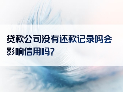 贷款公司没有还款记录吗会影响信用吗？