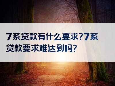 7系贷款有什么要求？7系贷款要求难达到吗？