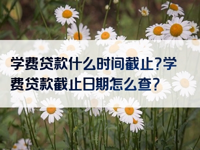 学费贷款什么时间截止？学费贷款截止日期怎么查？