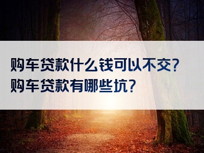 购车贷款什么钱可以不交？购车贷款有哪些坑？