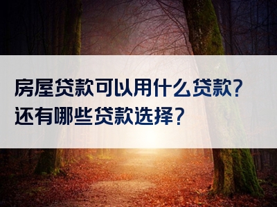 房屋贷款可以用什么贷款？还有哪些贷款选择？