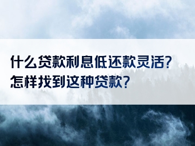 什么贷款利息低还款灵活？怎样找到这种贷款？