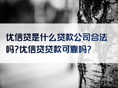 优信贷是什么贷款公司合法吗？优信贷贷款可靠吗？