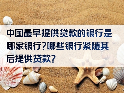 中国最早提供贷款的银行是哪家银行？哪些银行紧随其后提供贷款？