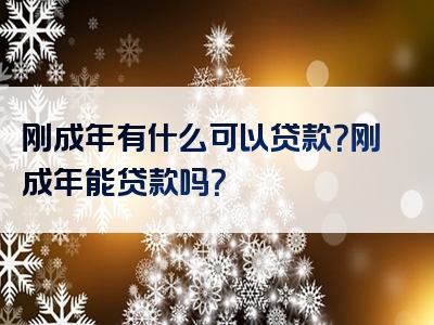 刚成年有什么可以贷款？刚成年能贷款吗？