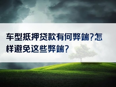 车型抵押贷款有何弊端？怎样避免这些弊端？