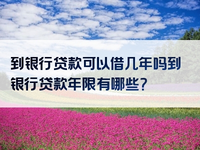 到银行贷款可以借几年吗到银行贷款年限有哪些？