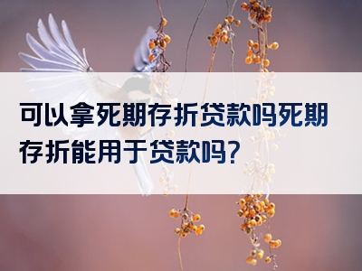 可以拿死期存折贷款吗死期存折能用于贷款吗？