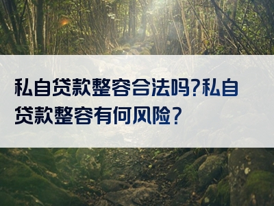 私自贷款整容合法吗？私自贷款整容有何风险？