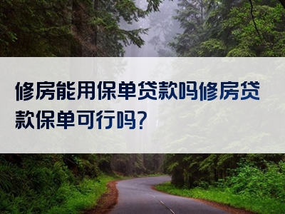 修房能用保单贷款吗修房贷款保单可行吗？