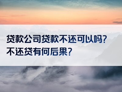 贷款公司贷款不还可以吗？不还贷有何后果？