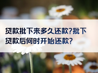 贷款批下来多久还款？批下贷款后何时开始还款？