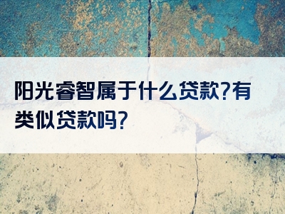 阳光睿智属于什么贷款？有类似贷款吗？