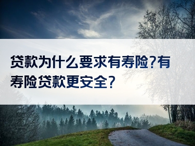 贷款为什么要求有寿险？有寿险贷款更安全？