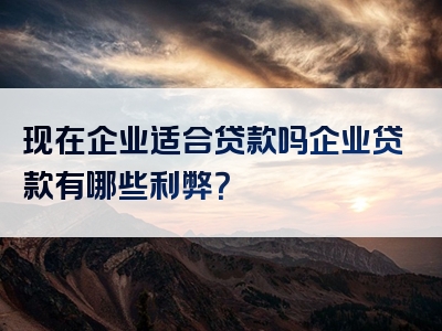 现在企业适合贷款吗企业贷款有哪些利弊？