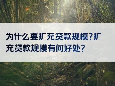 为什么要扩充贷款规模？扩充贷款规模有何好处？