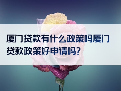 厦门贷款有什么政策吗厦门贷款政策好申请吗？