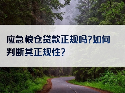 应急粮仓贷款正规吗？如何判断其正规性？