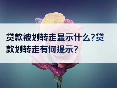 贷款被划转走显示什么？贷款划转走有何提示？