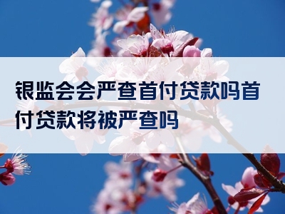 银监会会严查首付贷款吗首付贷款将被严查吗