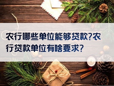 农行哪些单位能够贷款？农行贷款单位有啥要求？