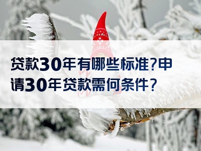 贷款30年有哪些标准？申请30年贷款需何条件？