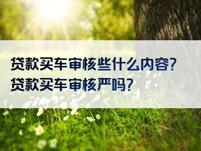 贷款买车审核些什么内容？贷款买车审核严吗？