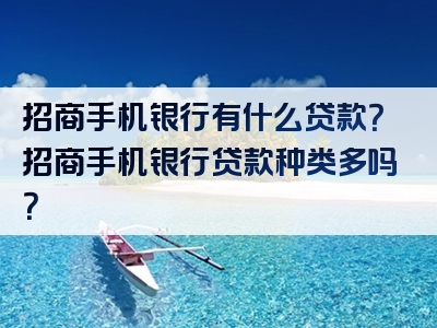 招商手机银行有什么贷款？招商手机银行贷款种类多吗？