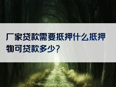 厂家贷款需要抵押什么抵押物可贷款多少？