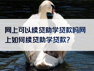 网上可以续贷助学贷款吗网上如何续贷助学贷款？