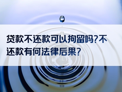 贷款不还款可以拘留吗？不还款有何法律后果？