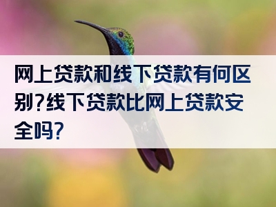 网上贷款和线下贷款有何区别？线下贷款比网上贷款安全吗？