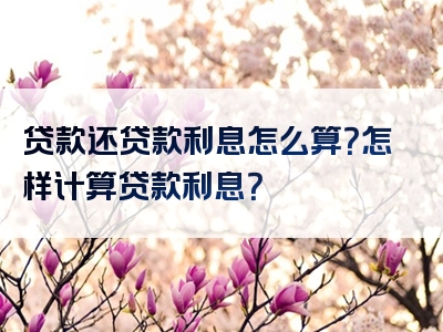 贷款还贷款利息怎么算？怎样计算贷款利息？