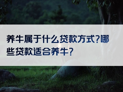 养牛属于什么贷款方式？哪些贷款适合养牛？