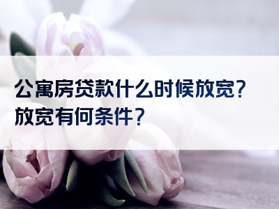 公寓房贷款什么时候放宽？放宽有何条件？