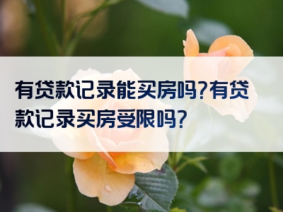 有贷款记录能买房吗？有贷款记录买房受限吗？