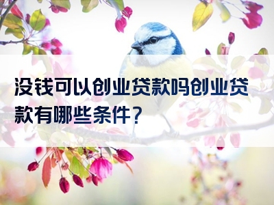 没钱可以创业贷款吗创业贷款有哪些条件？