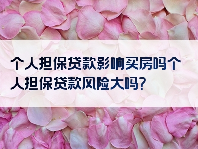 个人担保贷款影响买房吗个人担保贷款风险大吗？