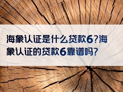 海象认证是什么贷款6？海象认证的贷款6靠谱吗？