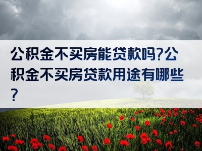 公积金不买房能贷款吗？公积金不买房贷款用途有哪些？