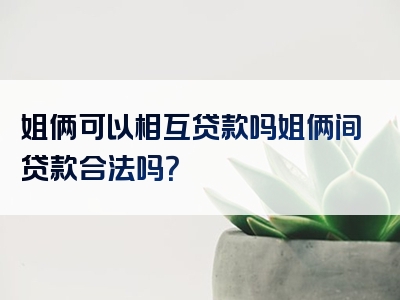 姐俩可以相互贷款吗姐俩间贷款合法吗？