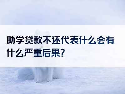 助学贷款不还代表什么会有什么严重后果？