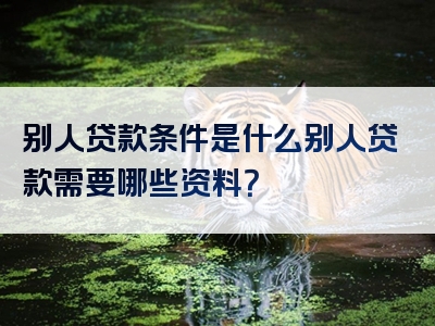 别人贷款条件是什么别人贷款需要哪些资料？