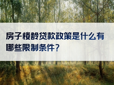 房子楼龄贷款政策是什么有哪些限制条件？