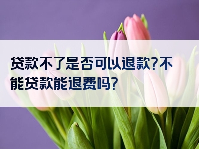 贷款不了是否可以退款？不能贷款能退费吗？